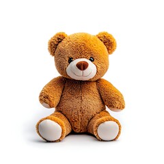 Obraz premium Adorable Brown Teddy Bear Plush Toy on a Bright White Background for Kids and Gift