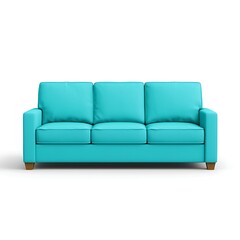 Fototapeta premium Stylish Modern Turquoise Couch with Comfortable Cushions for Bright Interiors