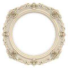 Elegant Vintage Circular Frame with Floral Design and Ornate Detailing