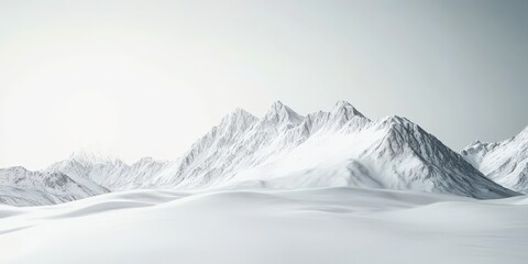 Obraz premium Snowy mountain landscape with white background