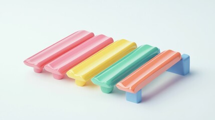 Xylophone 3d rendering isolated on white background. Cartoon plastic style icon 