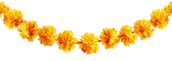 Fototapeta premium long garland made of yellow marigold flowers