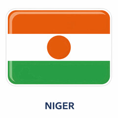 A clear digital illustration of the rectangular flag of niger. Below the flag, the word "niger" is written on a white background. Vector illustration.