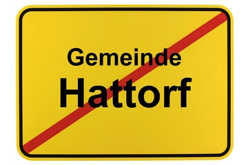 Illustration eines Ortsschildes der Gemeinde Hattorf in Niedersachsen