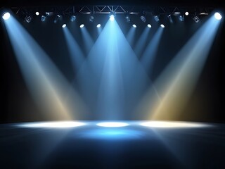 Abstract Focus Spotlight Beams on Empty Stage Background