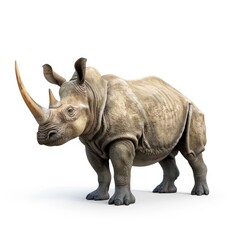 Obraz premium White rhinoceros stands majestically against a plain background.
