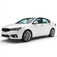 Naklejka premium A white sedan car on a plain studio background isolated on white background