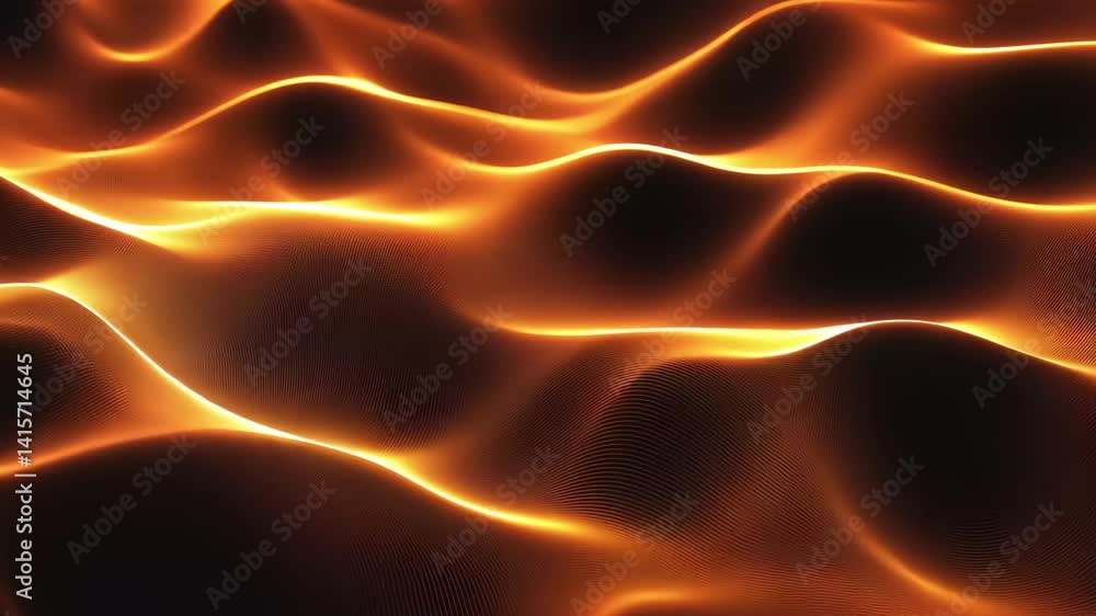 Poster Abstract animated background featuring glowing light waves in warm tones, Abstract animated background with light waves