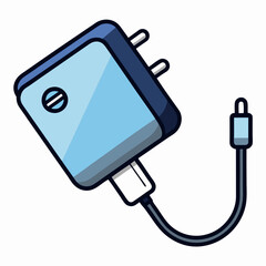 Fototapeta premium Phone Charger icon in blue with cable
