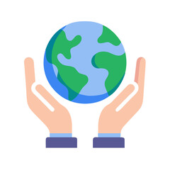 World Protection Line Icon – Minimal Vector of Hands Supporting Globe for Eco and Social Concepts.  Perfect for Logos,web and Branding