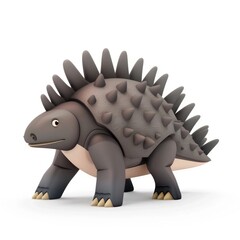 Fototapeta premium Cartoonish illustration of a prehistoric armored dinosaur.