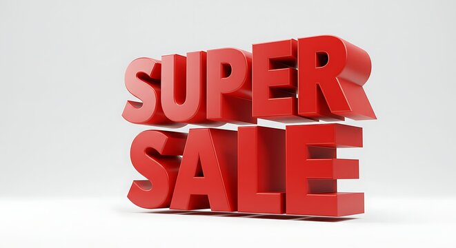Announcing a Super Sale with Red 3d Lettering on White