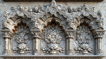 Fototapeta premium Stone architecture sculpture with detailed ancient towers high resolution picture