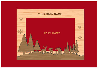 Christmas Baby Photo Frame Laser Cut Design