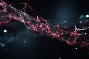 Interconnected network visualized through glowing nodes and lines, signifying data flow and abstract connections.