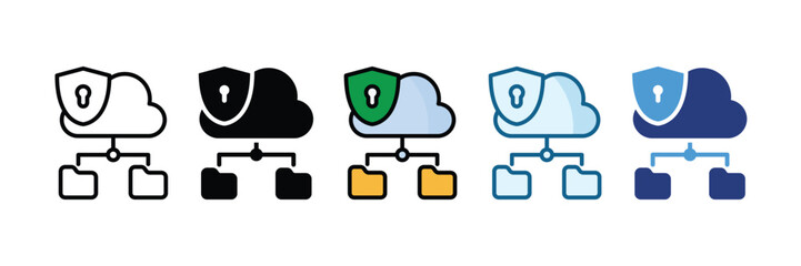 Cloud Security Framework Icon Set Multiple Style Collection