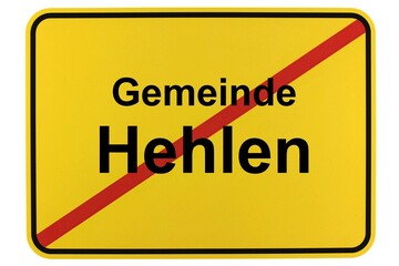 Illustration eines Ortsschildes der Gemeinde Hehlen in Niedersachsen