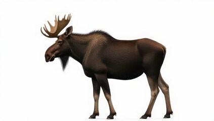 Fototapeta premium Majestic Bull Moose with Antlers on White Background