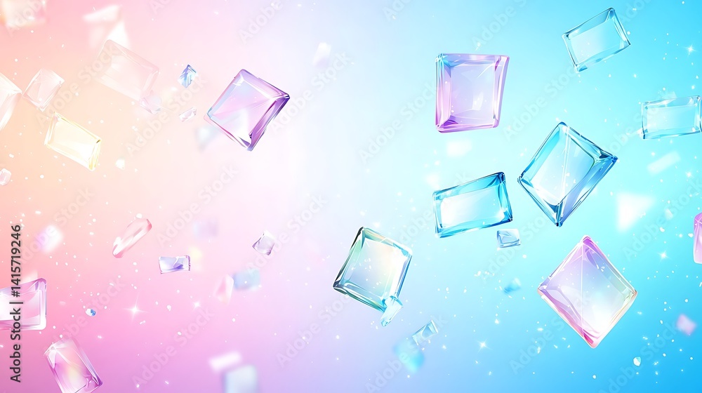 Aufkleber colorful abstract background with floating iridescent shapes and sparkling lights