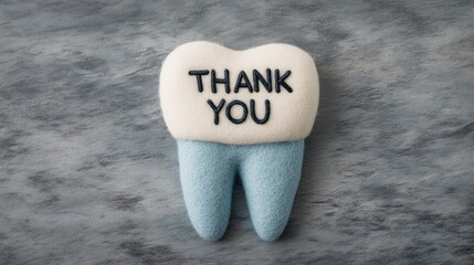 Thank You Message on Plush Tooth-Shaped Ornament for Dental Appreciation