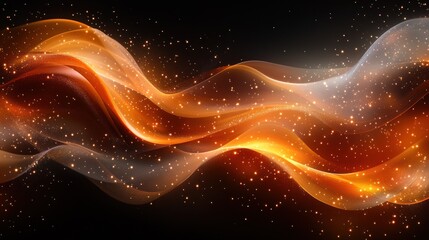 Swirling waves of orange and white create a luminous spectacle against a dark backdrop