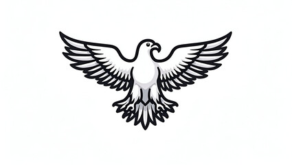 Fototapeta premium A detailed eagle icon featuring sharp talons and a powerful beak, outlined with precision on a white background