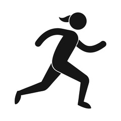 Jogging Silhouette Vector Art – Dynamic Black Figure in Minimalist Style on White Background