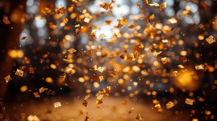 Golden confetti dances in the air, adding magic to the celebration