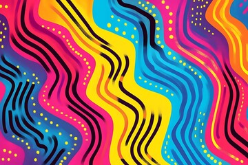 Obraz premium Retro Pop Art Burst with Colorful 90s Style.