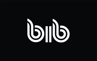 BIB Creative Unique Modern Letter Logo Design. Stylized logo featuring a unique letter design, presenting abstract minimalist aesthetics and modern appeal