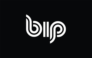 BIP Creative Unique Modern Letter Logo Design. Stylized logo featuring a unique letter design, presenting abstract minimalist aesthetics and modern appeal