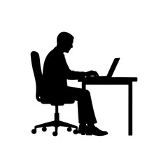 Office Worker Seated on Chair. Professional Silhouette Vector Illustration