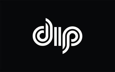DIP Creative Unique Modern Letter Logo Design. Stylized logo featuring a unique letter design, presenting abstract minimalist aesthetics and modern appeal