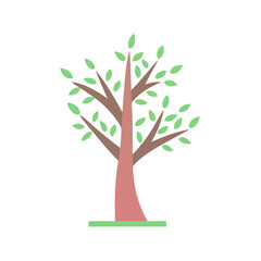 Minimalist Tree Illustration: A simple, yet elegant, representation of a tree with a slender trunk, reaching branches, and vibrant green leaves, embodying the essence of growth and nature.