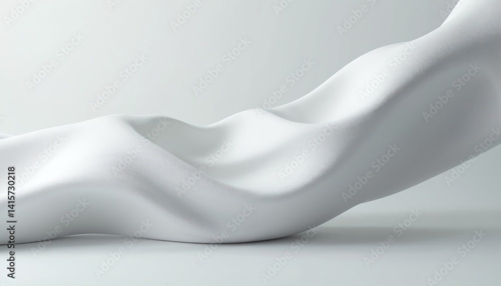 Poster elegant abstract white cloth twisted. smooth wave design. minimalist 3d render with soft shadows. mo