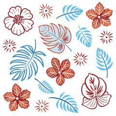Tropical Floral and Leaf Pattern Design Elements