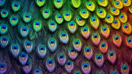 Obraz premium Close Up View Of Colorful Peacock Feathers