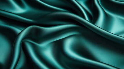 Fototapeta premium Rich teal satin flows gracefully, reflecting soft light and enhancing its elegance