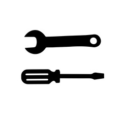 Wrench and Screwdriver Icon Minimalist Vector Silhouette for Tools and Repair Concepts