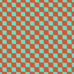 Seamless Geometric Pattern of Red and Cyan Diamonds