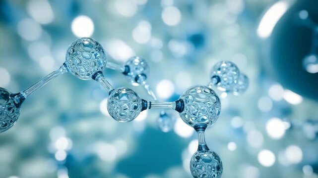 Molecular Structure and Biochemistry: Abstract Blue Nano Particles and Atoms in Scientific Research