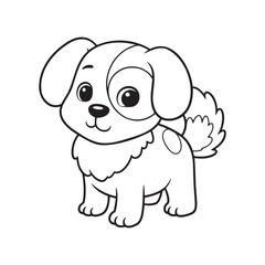 Cute cartoon puppy illustration for coloring  