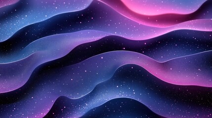 Obraz premium A vibrant sea of waves in purples and blues, set against twinkling stars