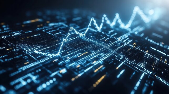 A vibrant showcase of digital data trends with glowing lines and points