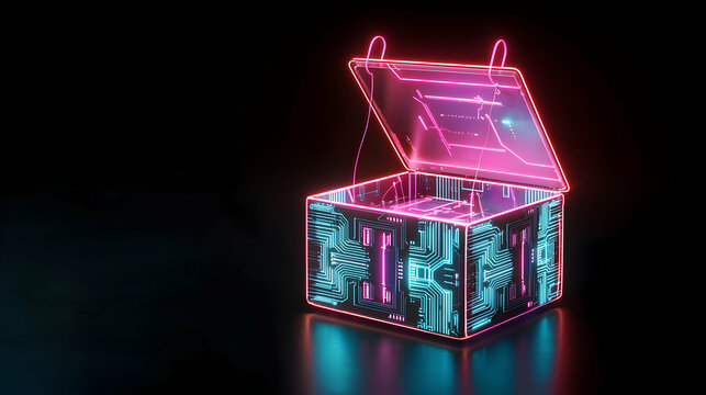 Glowing Neon Box with Transparent Lid