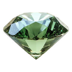 Green diamond gemstone close up sparkling jewel precious stone luxury gem on transparent background