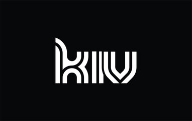 KIV Creative Unique Modern Letter Logo Design. Stylized logo featuring a unique letter design, presenting abstract minimalist aesthetics and modern appeal