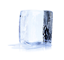 One block of ice isolated on white