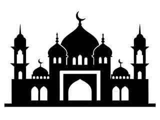 Mosque Silhouette Vector | Islamic Mosque SVG Icon