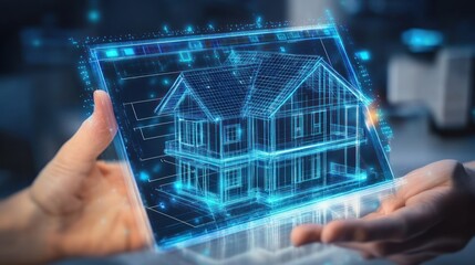 Futuristic Visualization Shows A Digital Home Design In Someones Hands